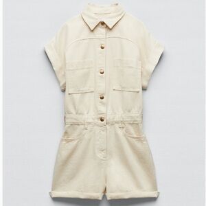 ZARA Short Denim Jumpsuit